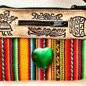 Beautifull Hand Made Wool/Leather Coin Bag.